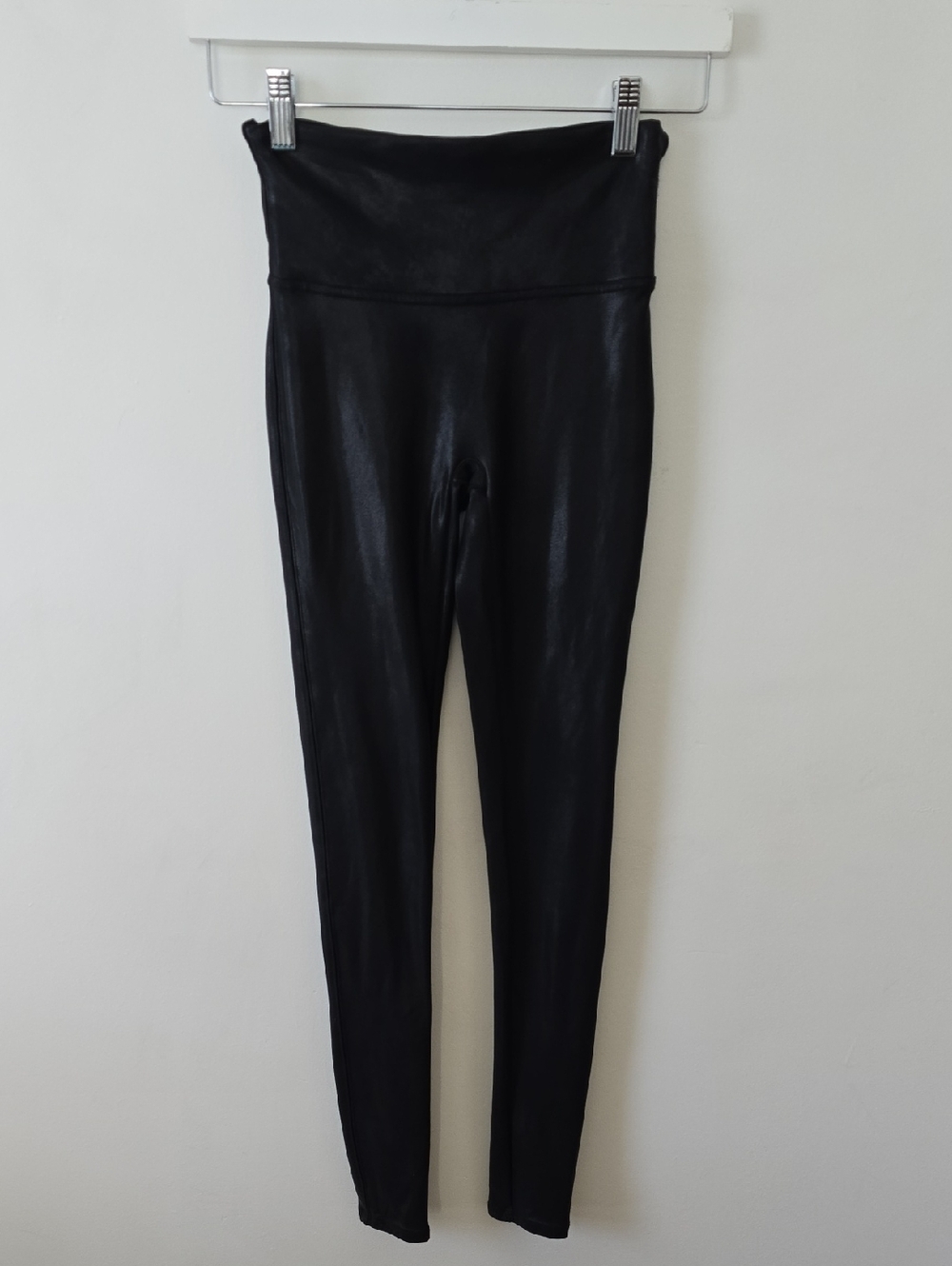 SPANX Black High-Rise Faux Leather Leggings Small